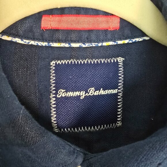 Tommy Bahama Mens Size M Linen Blend Striped Camp Shirt Coastal Fisherman Beach - Picture 3 of 8